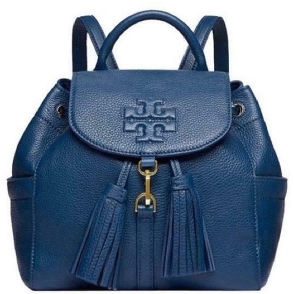 TORY BURCH Thea Mini Leather Backpack Navy Blue - Picture 1 of 7